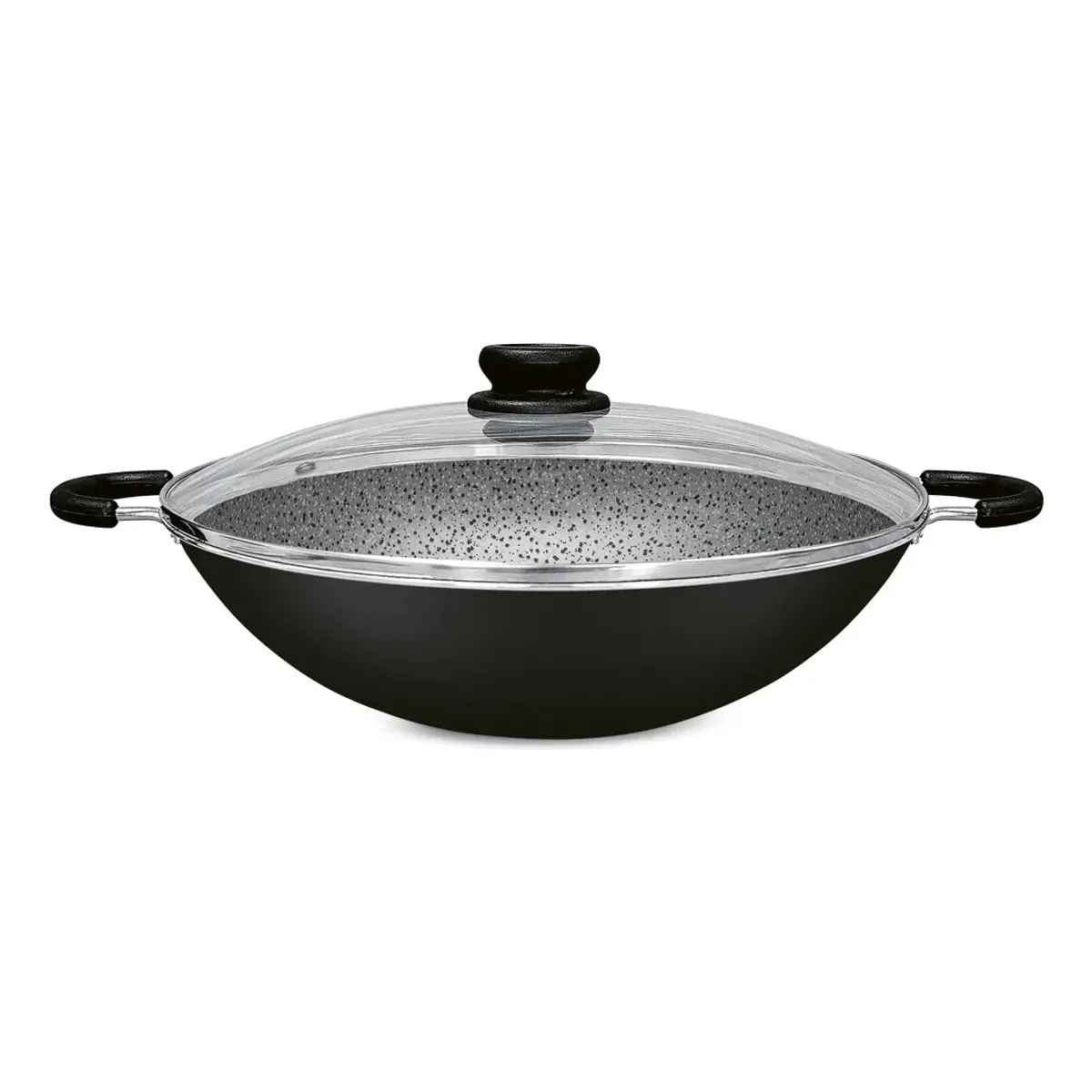 PANELUX - Wok Sarten Panelux 32cm Granito Antiadherente Con Tapa Negro