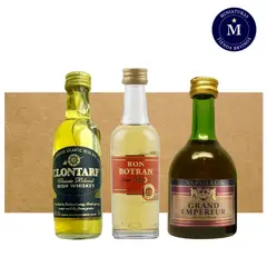 BBVINOS - Mix Miniatura Brandy Napoleon Grand Empereur Ron Botran Añejo Oro & Whisky Clontarf Classic Blend