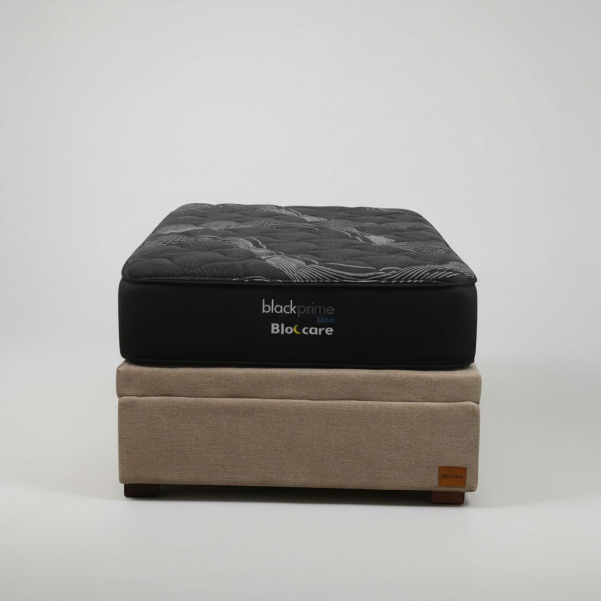 BLOCCARE - Cama Baul 1.5 Plaza L200 cm + Colchon Black Prime - Modelo Uno / Con Patas De Madera 4.5 cm (Beige)