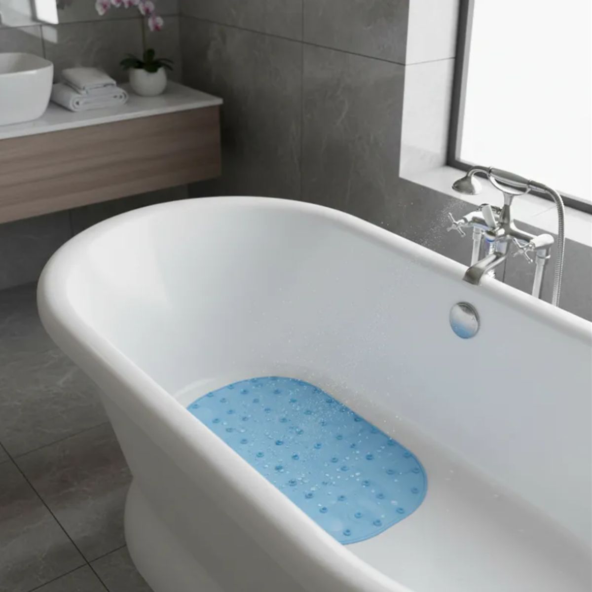 GENERICO - Alfombra antideslizante para baño 65x35 cm con ventosas