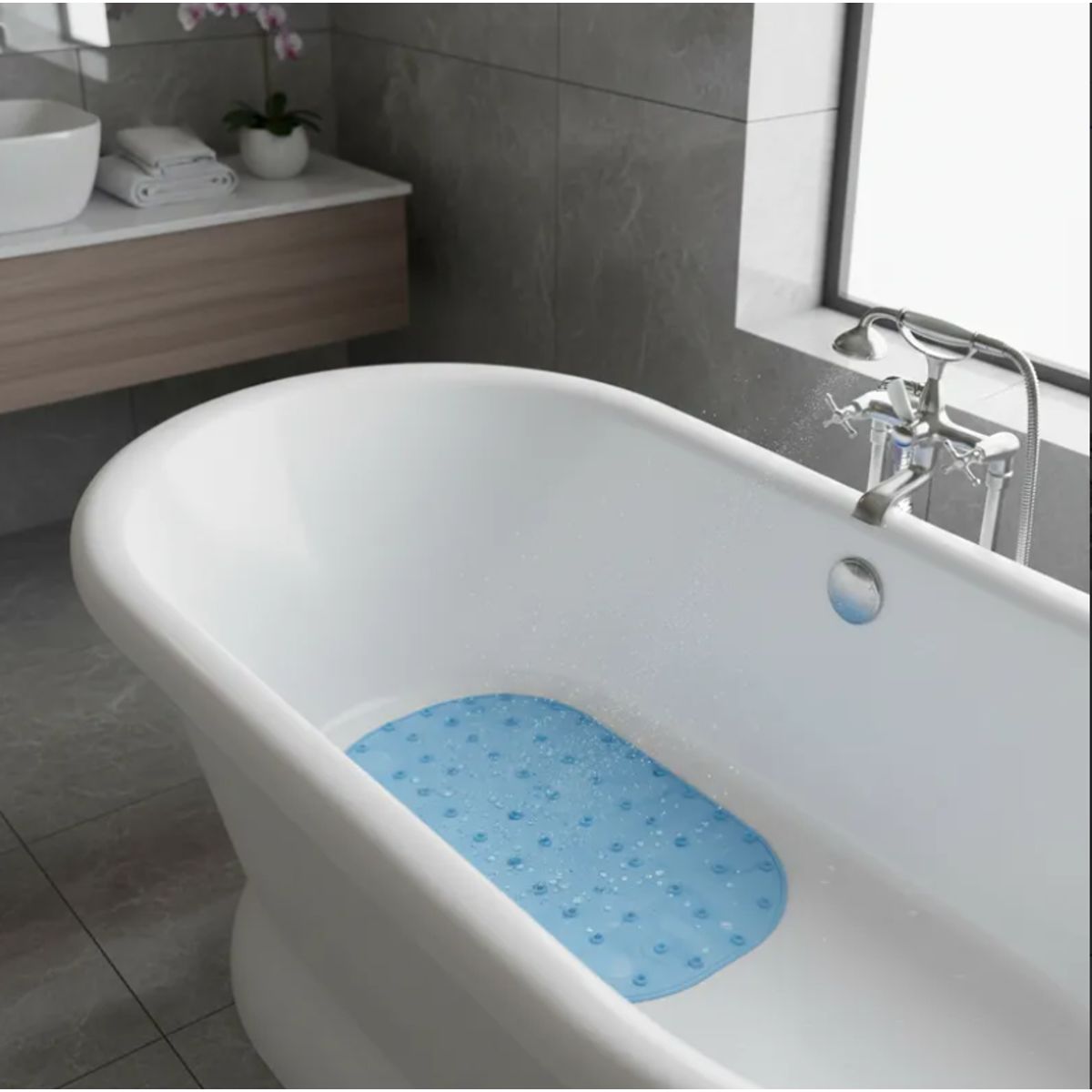 GENERICO - Alfombra antideslizante para baño 65x35 cm con ventosas