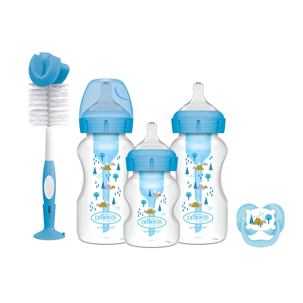 DR BROWN'S - Set Mamaderas Dr Brown´s Anticólicos Boca Ancha 5pcs Azul