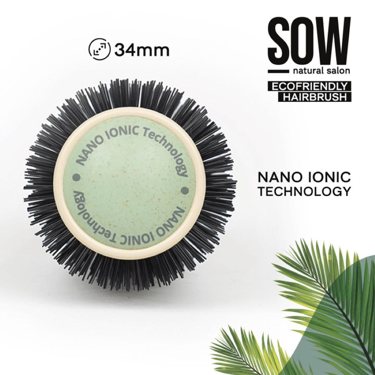 WELLA - Sow Cepillo Orgánico Estandar Verde Nano Ionic Technology 34mm