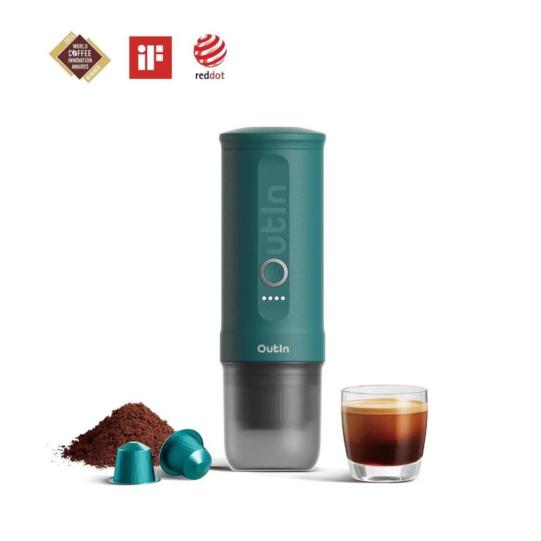 Cafetera Espresso Portátil Verde Turquesa