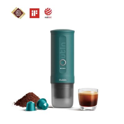 Outin Cafetera Espresso Portátil Verde Turquesa