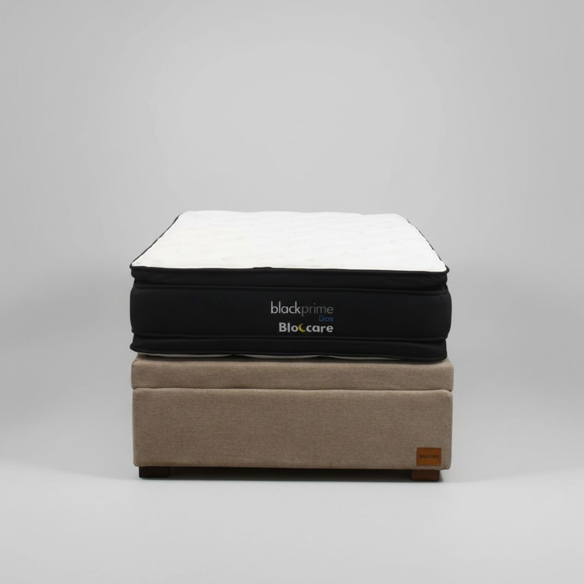 BLOCCARE - Cama Baul 1.5 Plaza L200 cm + Colchon Black Prime - Modelo Dos / Con Patas De Madera 4.5 cm (Beige)