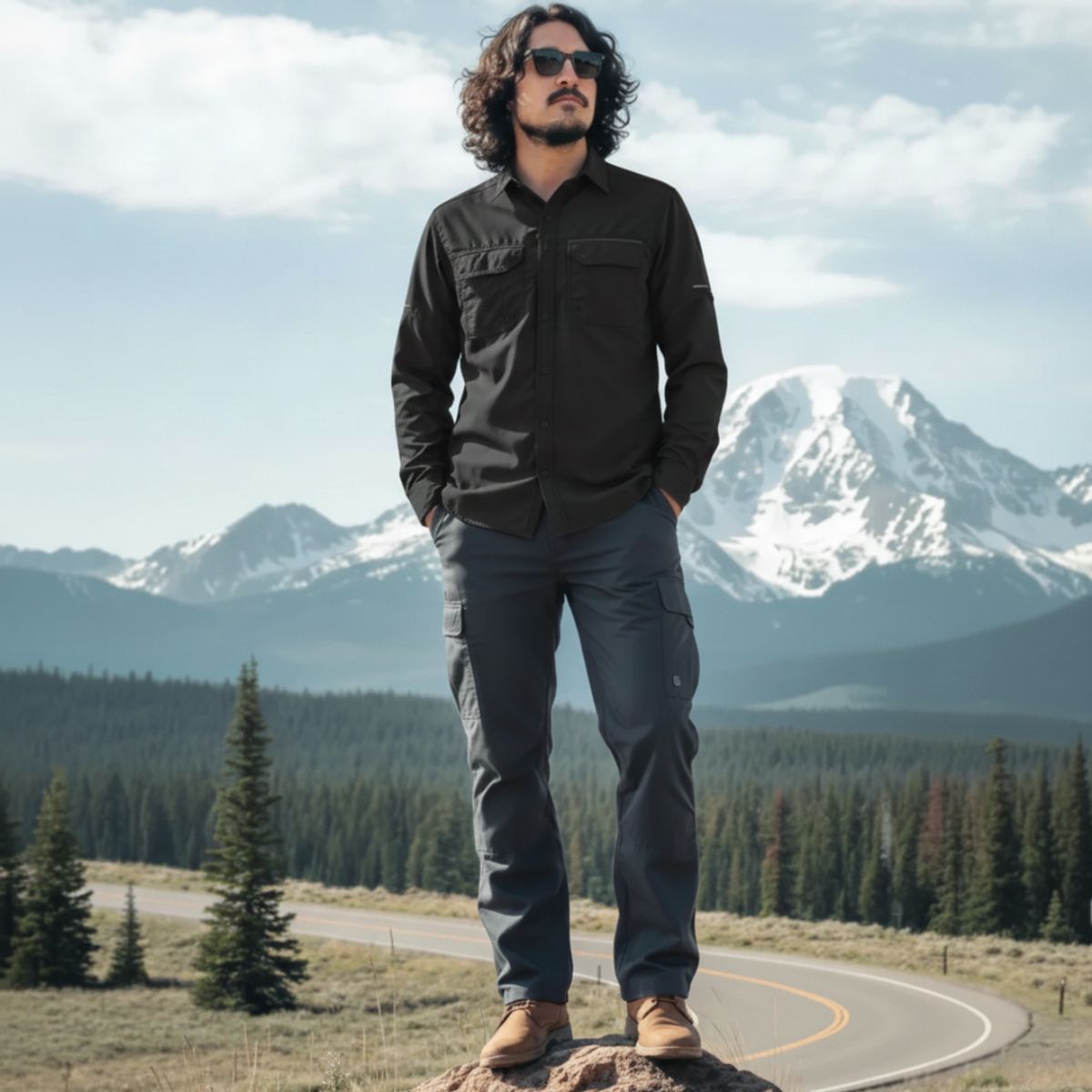 T-WORLD - Camisa Outdoor Trekking Hombre Ripstop Protección Uv+50