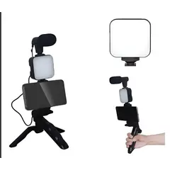 IRM - Kit De Microfono+ Luz Led + Tripode Kit De Influencer Negro