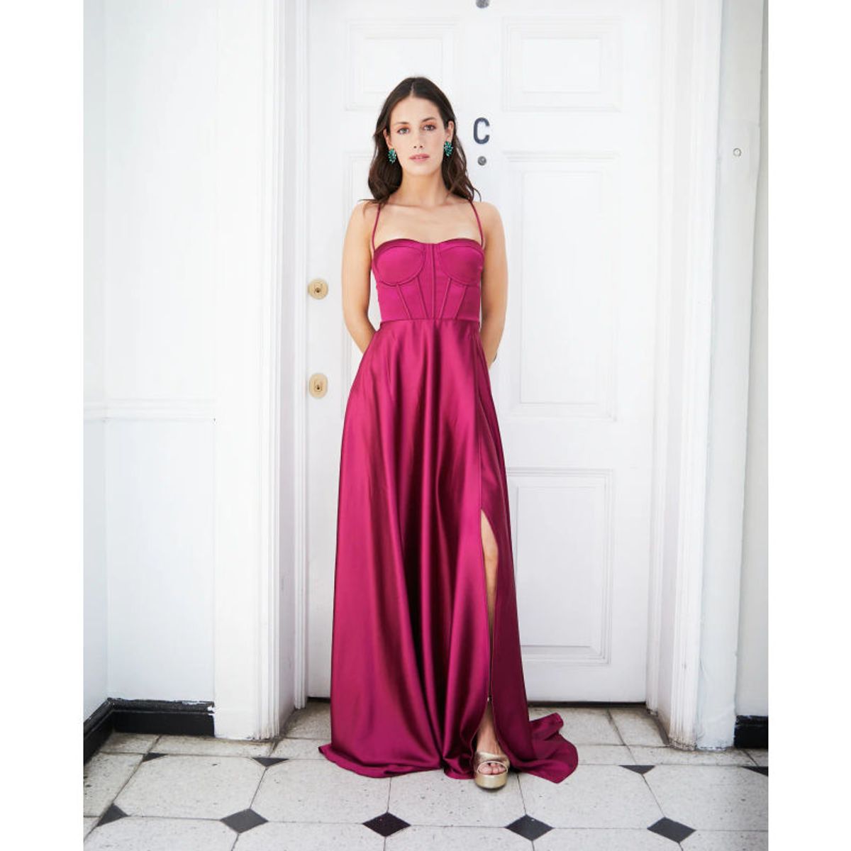 MI PLACARD - Vestido Largo de Fiesta Laureta Magenta