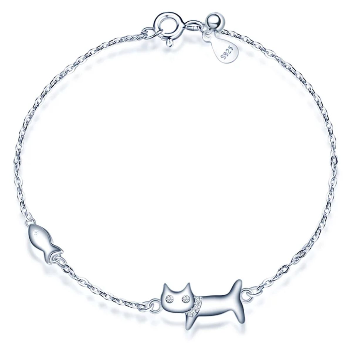 GENERICO - Pulsera plata 925 gato mujer joya