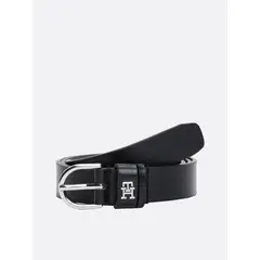 TOMMY HILFIGER - Cinturón Essential De Cuero Monogram Negro
