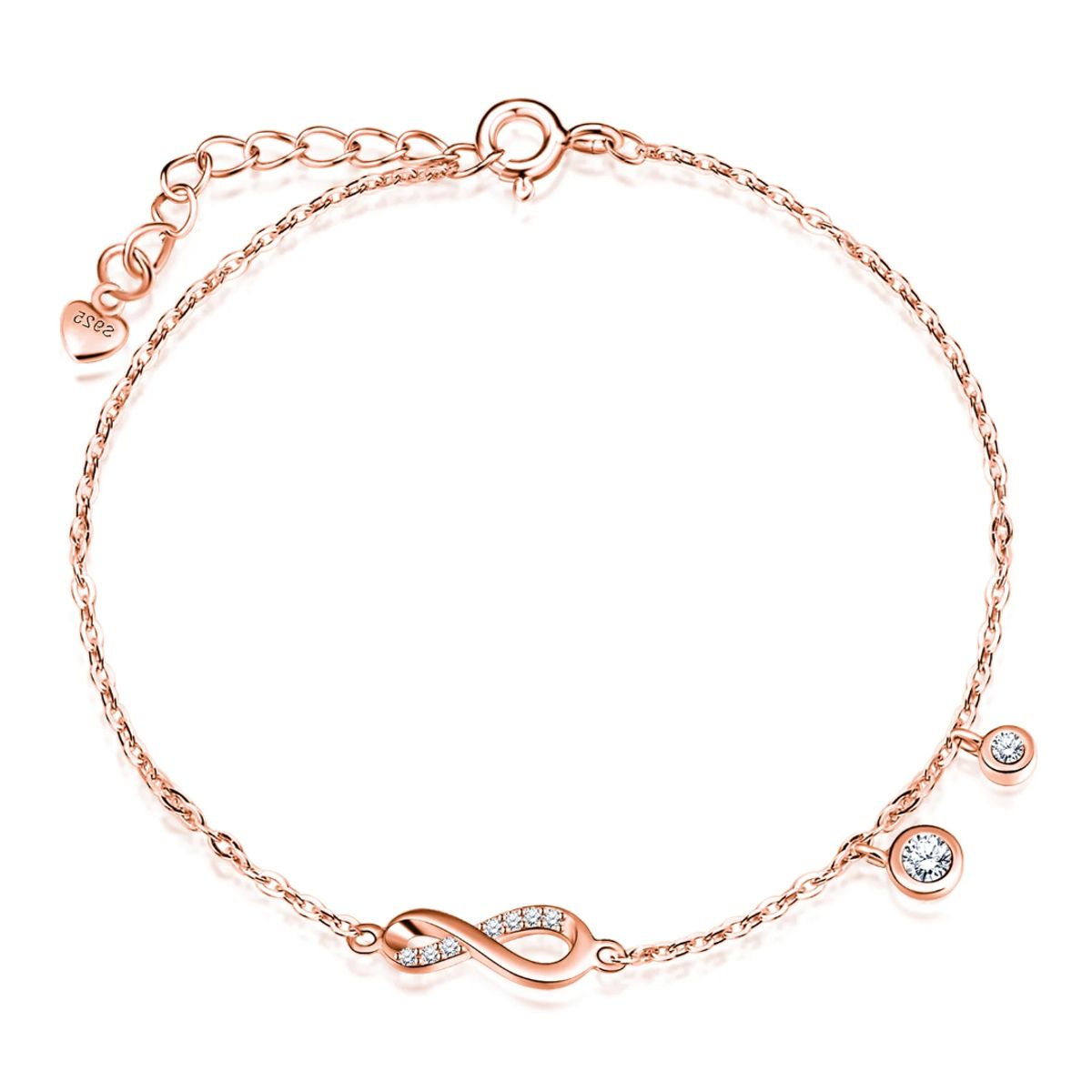 GENERICO - Pulsera infinito plata 925 baño oro rosa mujer joya fina regalo