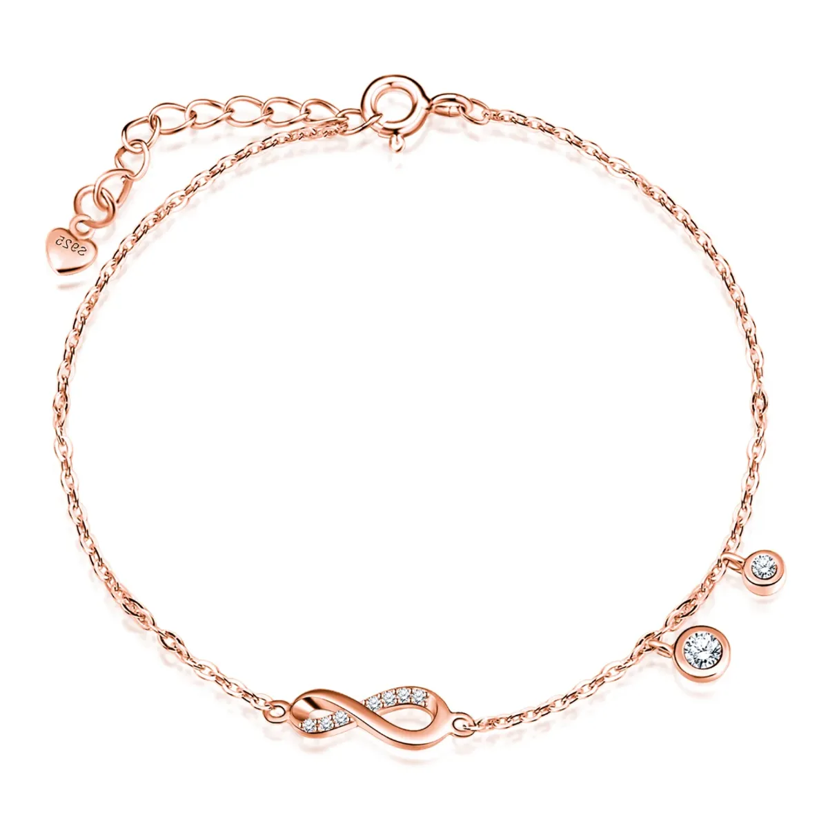 GENERICO - Pulsera infinito plata 925 baño oro rosa mujer joya fina regalo