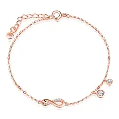 GENERICO - Pulsera infinito plata 925 baño oro rosa mujer joya fina regalo