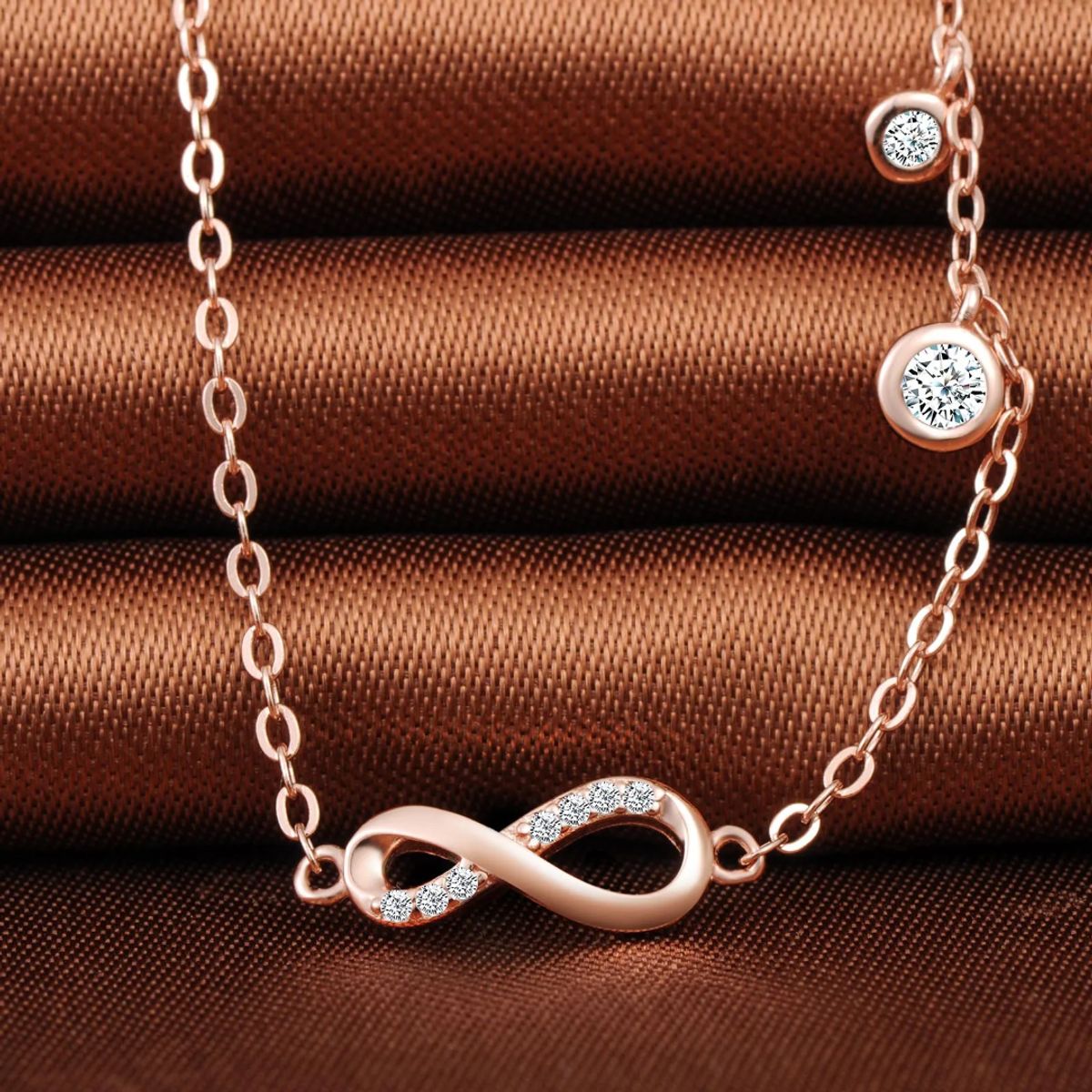 GENERICO - Pulsera infinito plata 925 baño oro rosa mujer joya fina regalo