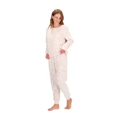 CAFFARENA - Pijama Coral Fleece Mujer Rosado