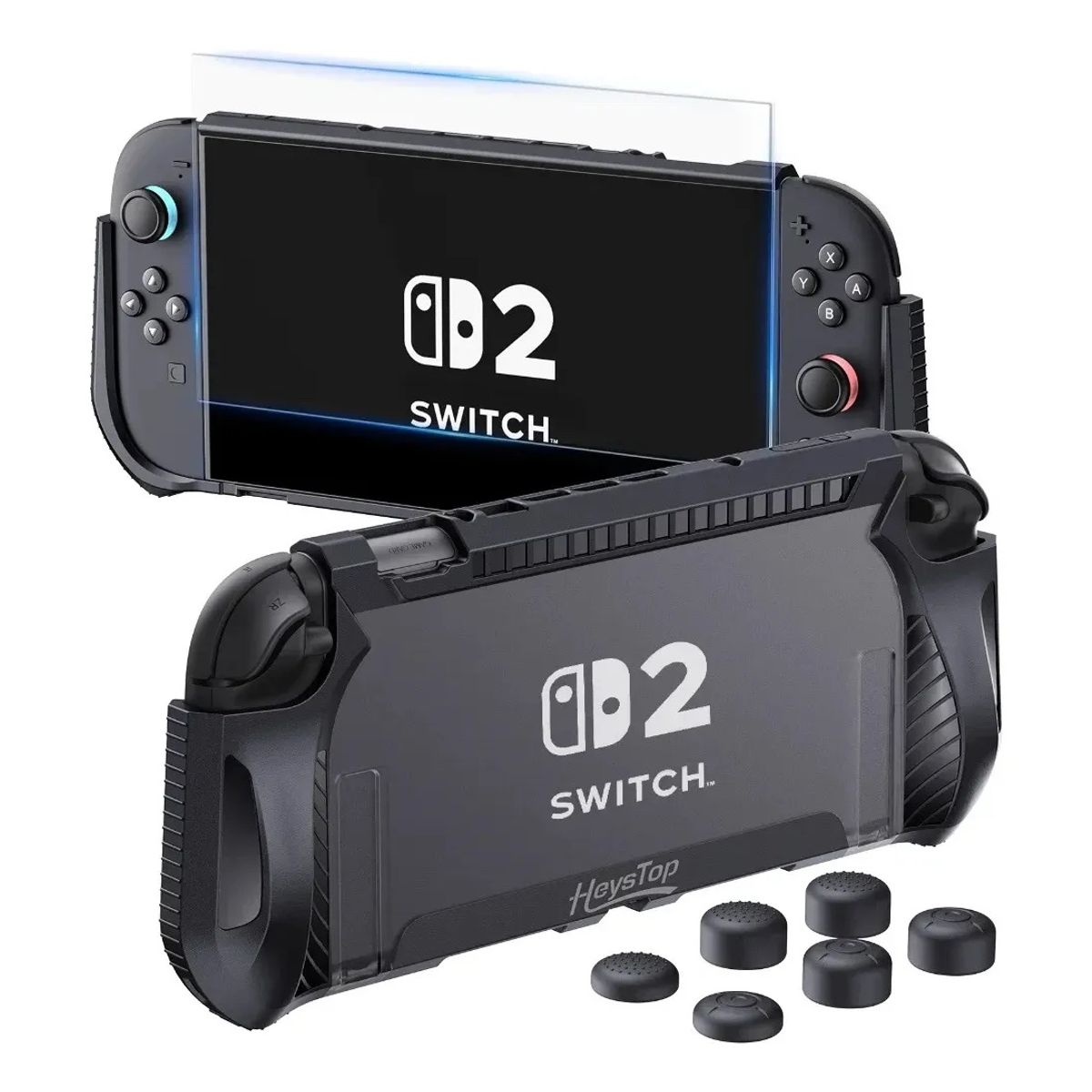 GENERICO - Funda Empuñadura Premium + Mica Vidrio + Grips + Para Nintendo Switch 2