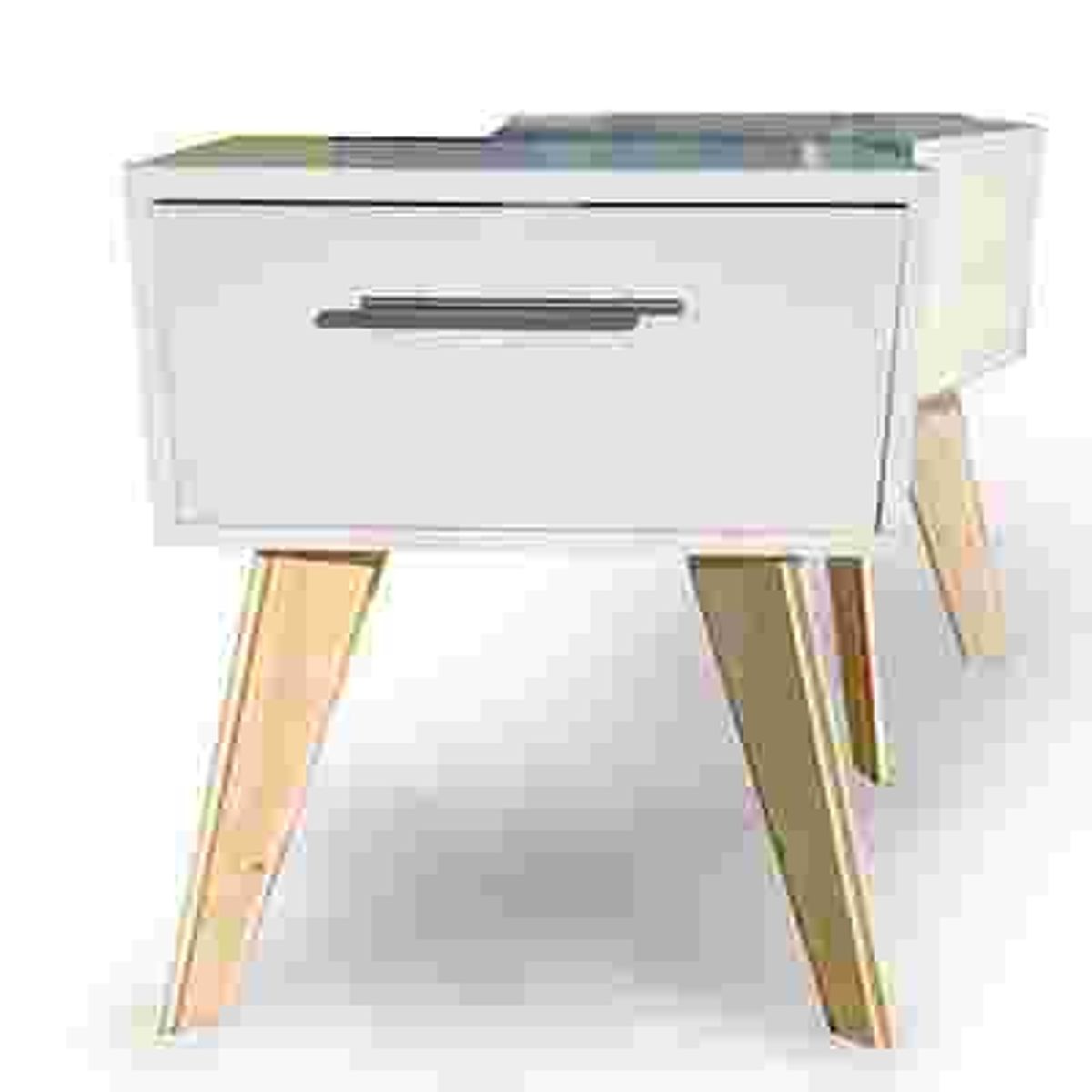 GENERICO - “Nordic Blanco” Cuerpo: Blanco  Patas: Madera natural clara  Cubierta superior: Gris Tiene 1 cajón amplio, ideal para guardar objetos