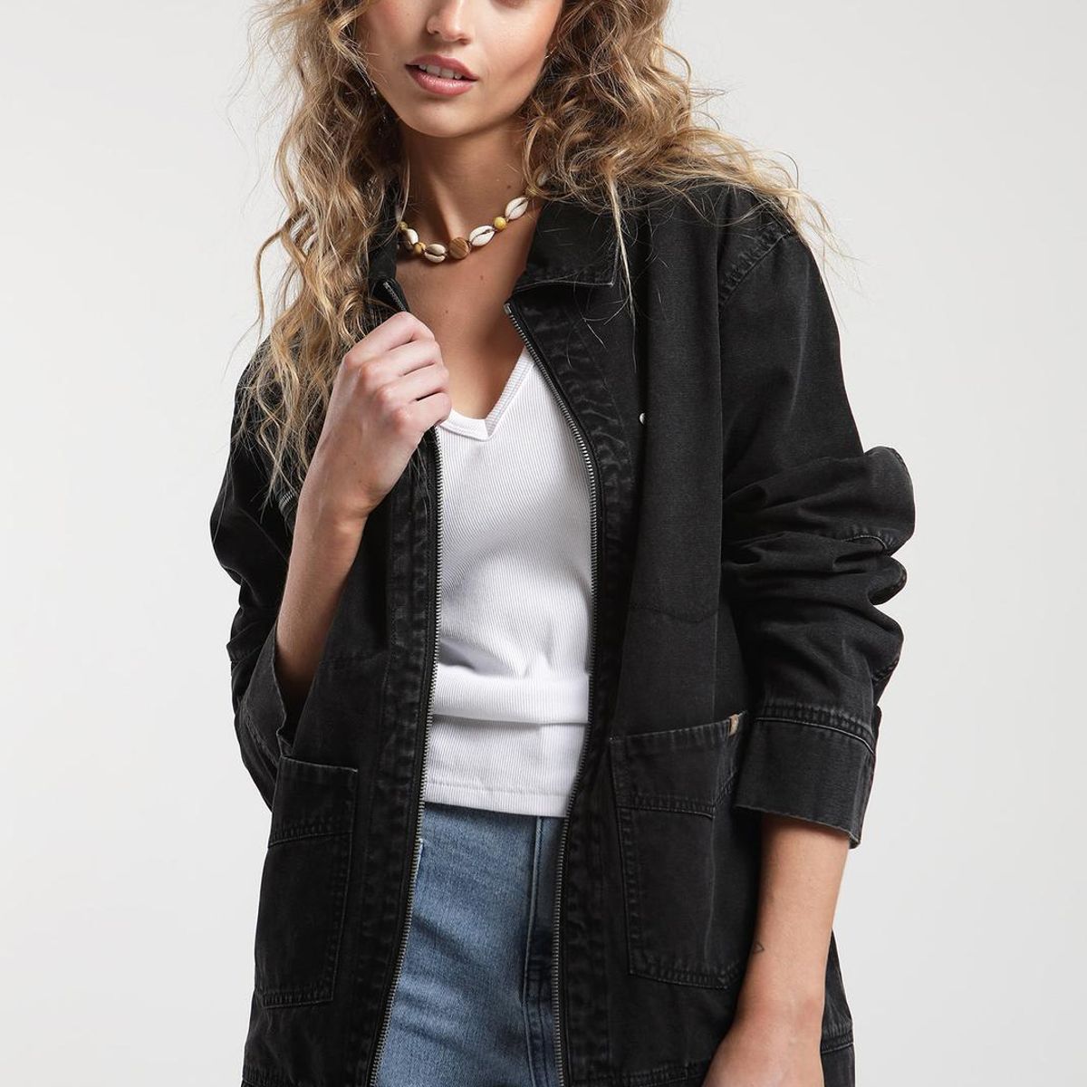 KAYA UNITE - Chaqueta Mujer Sobrecamisa Algodón Canvas