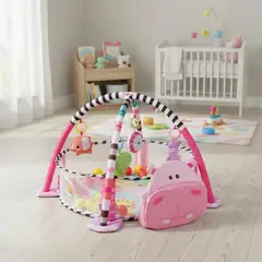JAGIMA - Gimnasio Alfombra De Actividades 3 En 1 Con Pelotitas Rosa