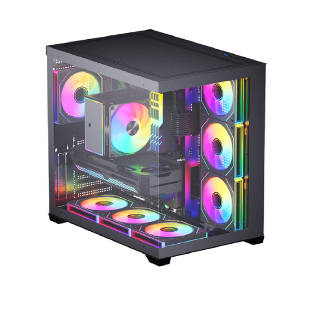 GENERICO - Gabinete HEX GAMING Infinity Glass – ATX - Vidrio Templado + 4 Ventiladores ARGB