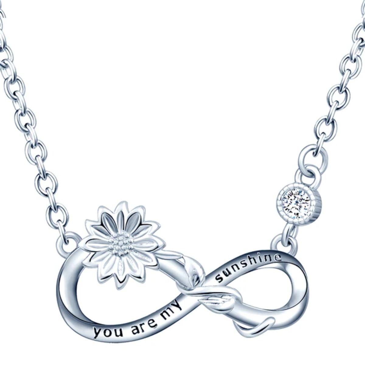 GENERICO - Collar plata 925 infinito girasol rosa mujer regalo