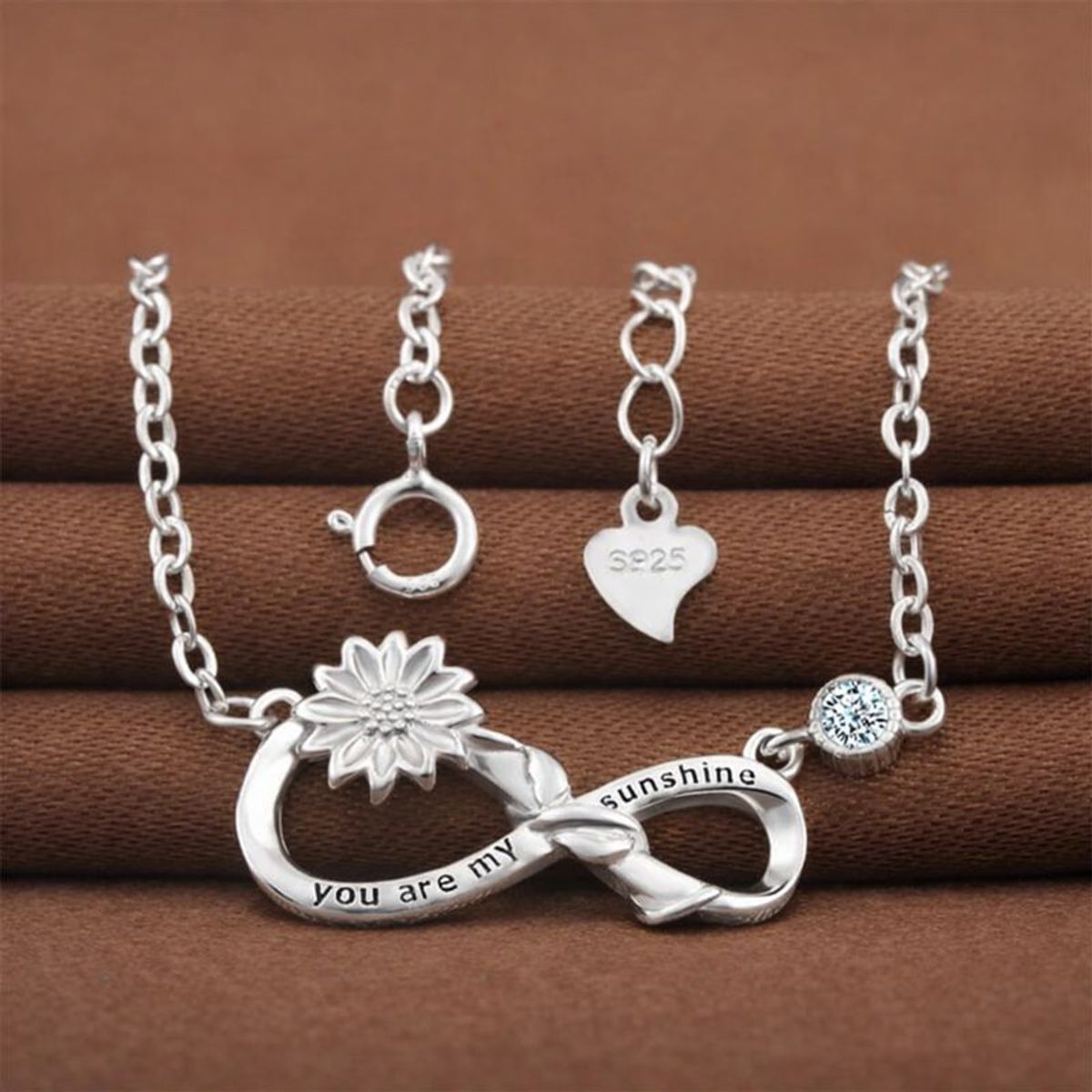GENERICO - Collar plata 925 infinito girasol rosa mujer regalo