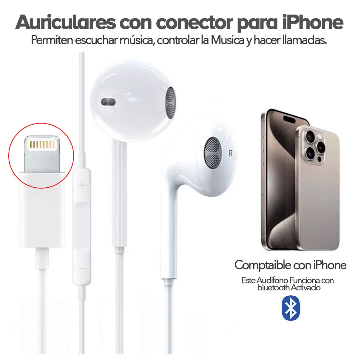 KBOD - Audífonos Manos Libres Para iPhone Color Blanco Kbod FON-10023