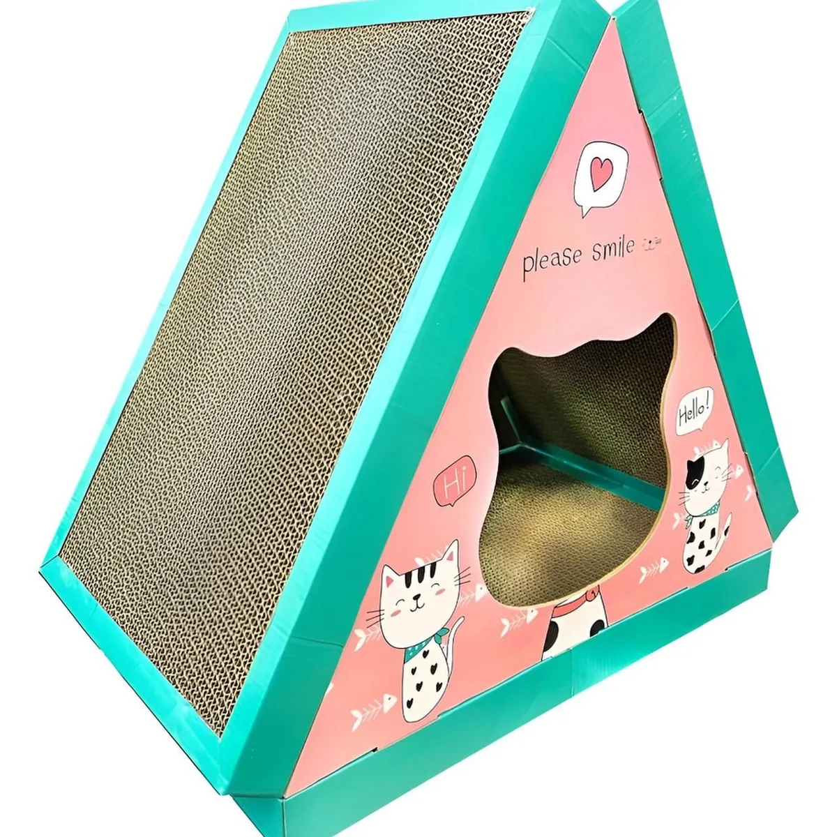 GENERICO - Rascador Para Mascota Gato Casa Triangular Animal Kingdom - Rosa