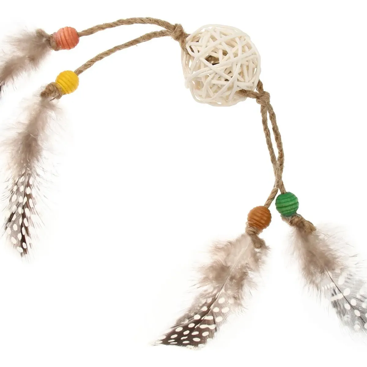 GIGWI - Juguete Gigwi Para Gato Catch Scratch Rattan Y Plumas - Beige