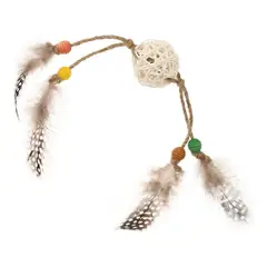 GIGWI - Juguete Para Gato Catch Scratch Rattan Y Plumas - Beige