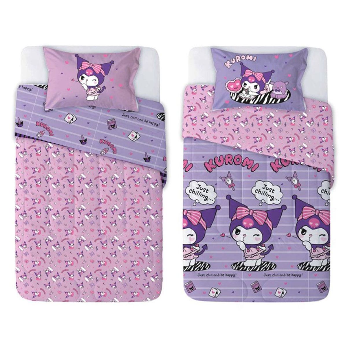 MASHINI - CUBRECAMA PLUMON KUROMI COQUETA 1.5 PLAZA.