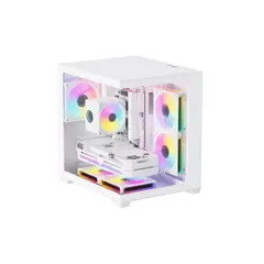 GENERICO - Gabinete HEX GAMING Crystal Cube ARGB mATX Blanco 3 Ventiladores Incluidos