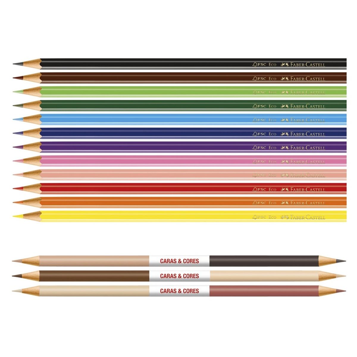 FABER-CASTELL - Lápices Faber-Castell Ecolápices 12+3 bicolor Caras y Colores