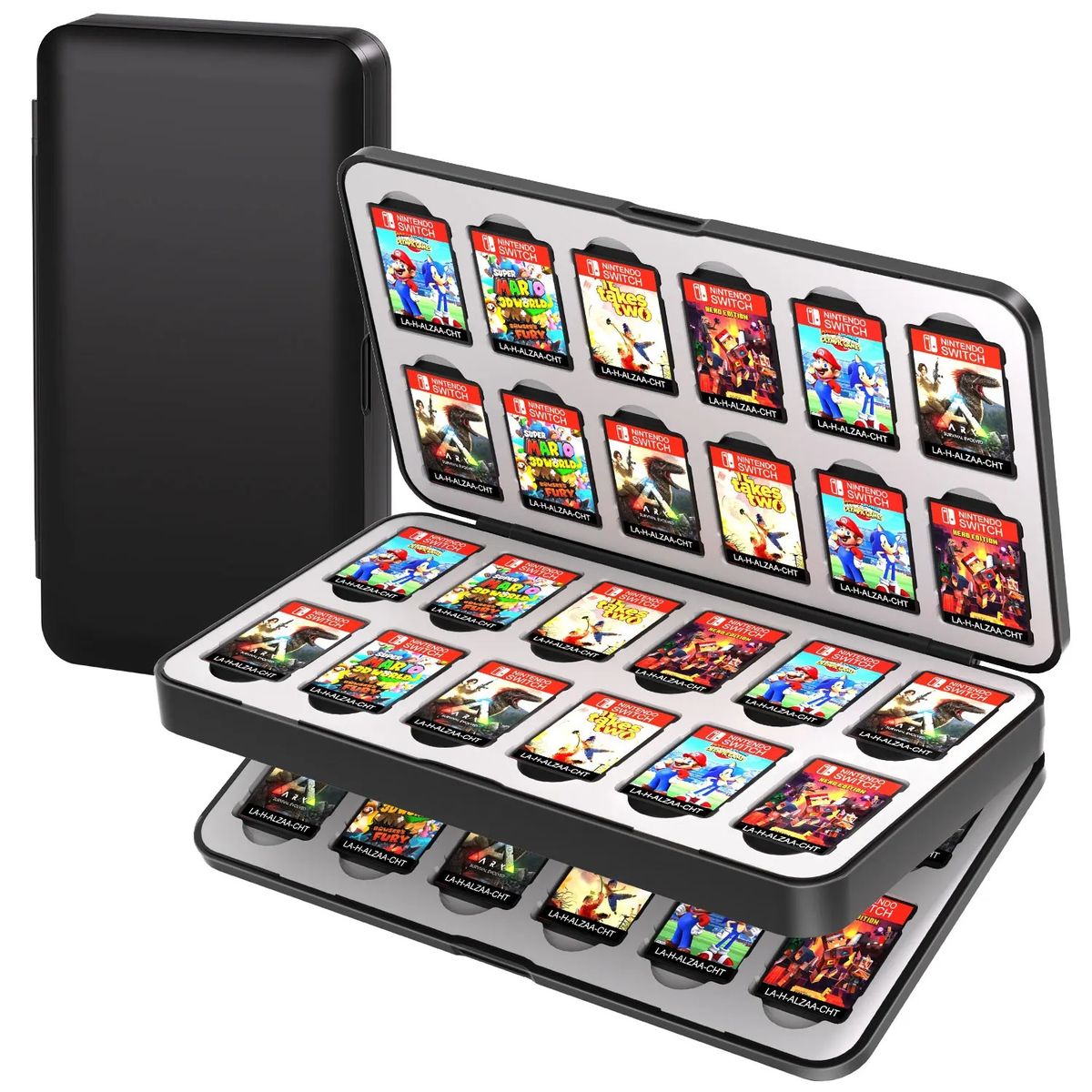 GENERICO - Porta Juegos 48 En 1 Cartuchos + Para Nintendo Switch 1 / 2 Negro