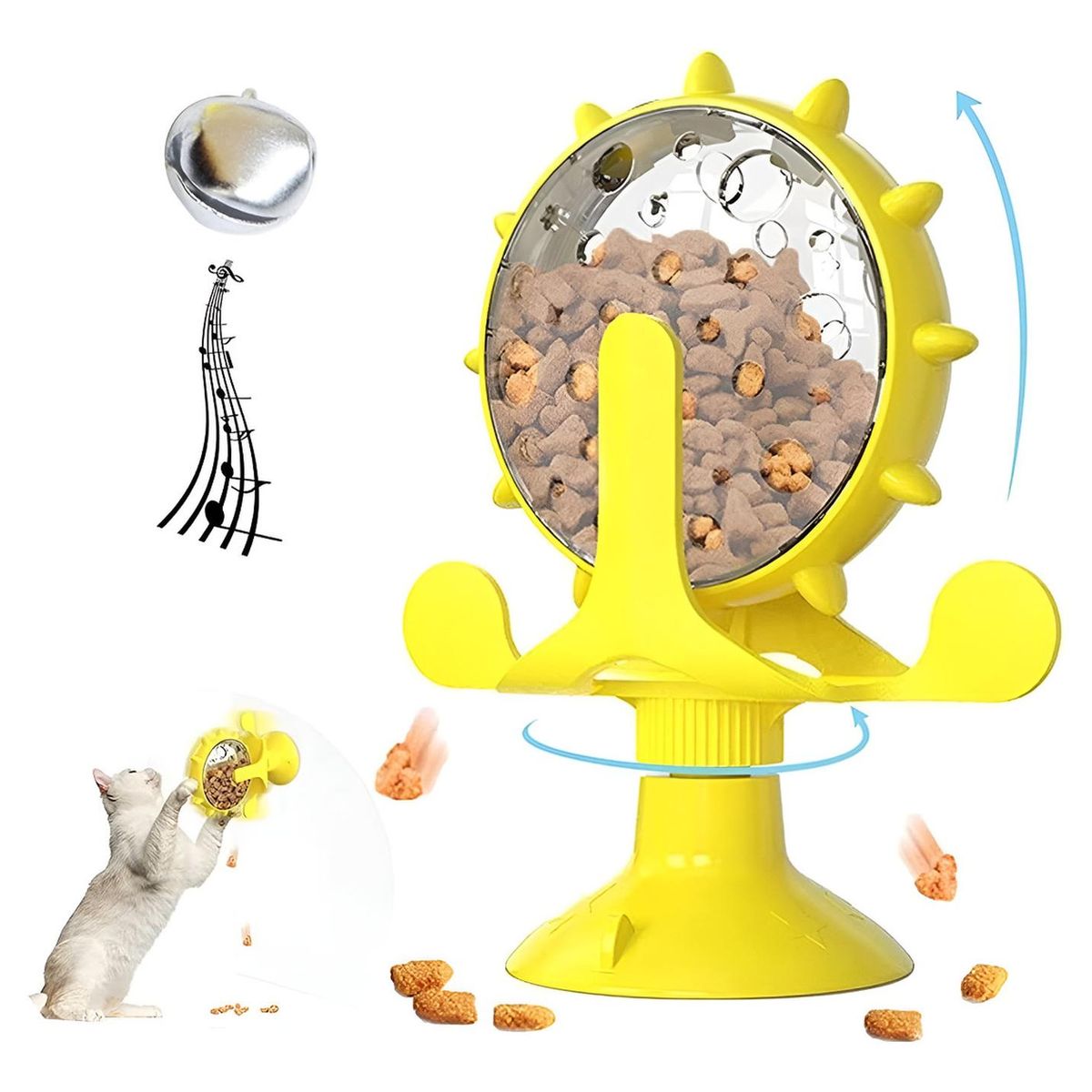 GENERICO - Dispensador De Golosinas Premios Giratorio 360° Con Ventosa - Amarillo