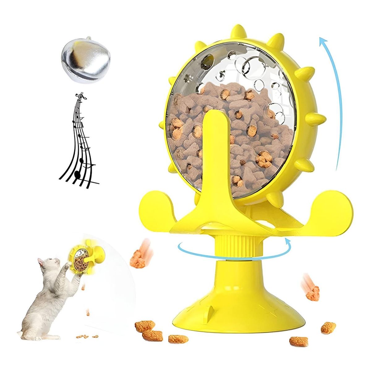 GENERICO - Dispensador De Golosinas Premios Giratorio 360° Con Ventosa - Amarillo