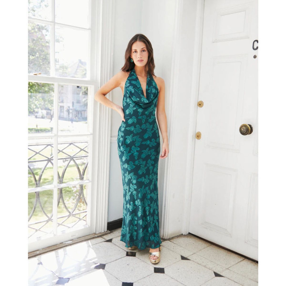 MI PLACARD - Vestido Largo de Fiesta Romina Verde Oscuro