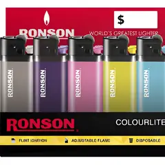 RONSON - Caja Encendedores Colourlite Colores Piedra Pack X 20