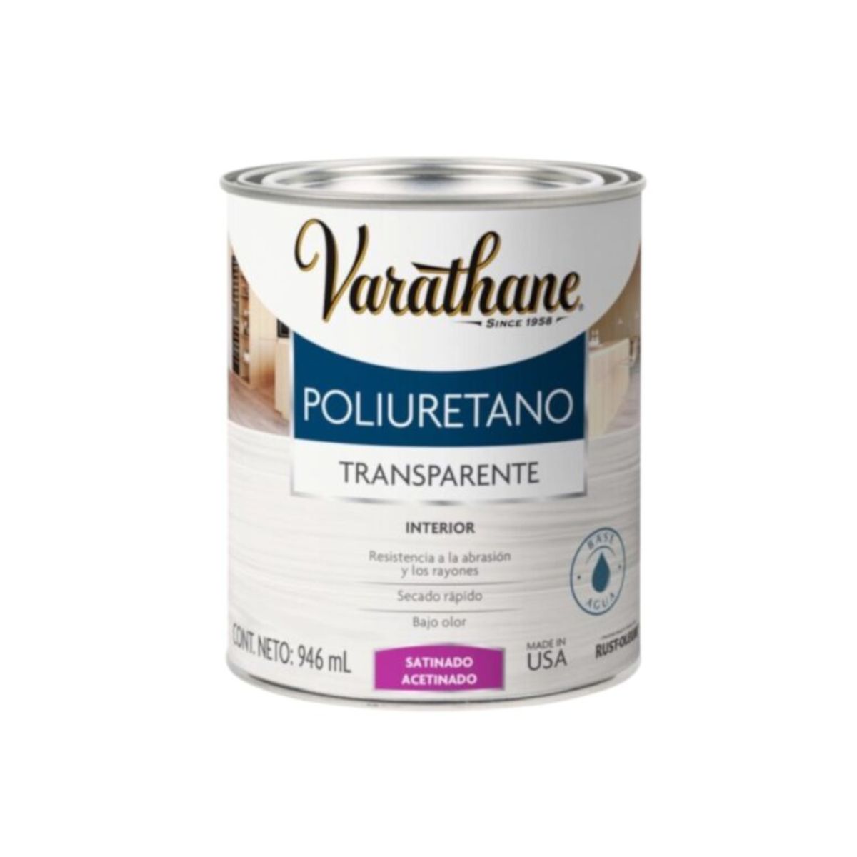 RUST OLEUM - Barniz Poliuretano Para Madera Satinado Interior 946ml