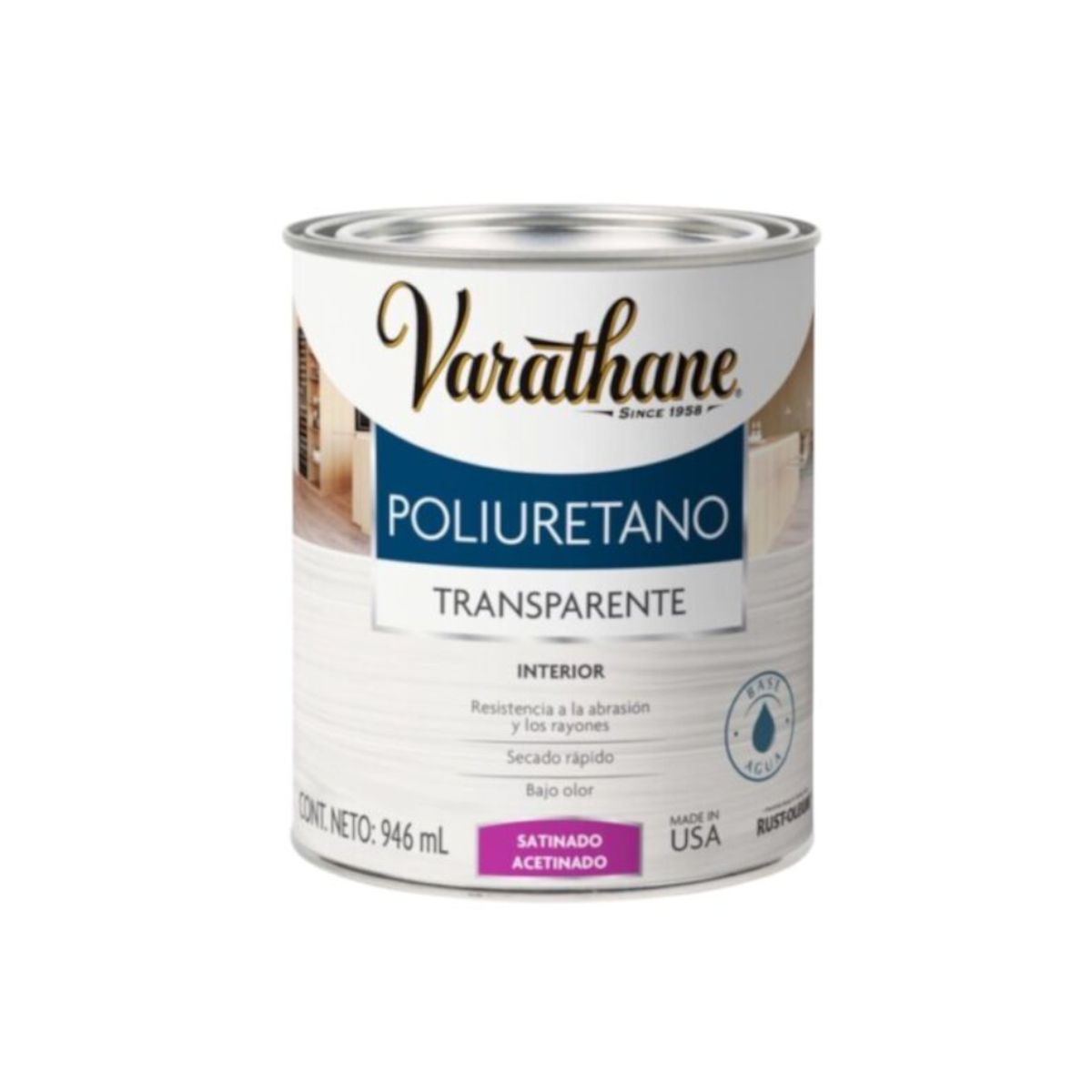 RUST OLEUM - Barniz Poliuretano Para Madera Satinado Interior 946ml