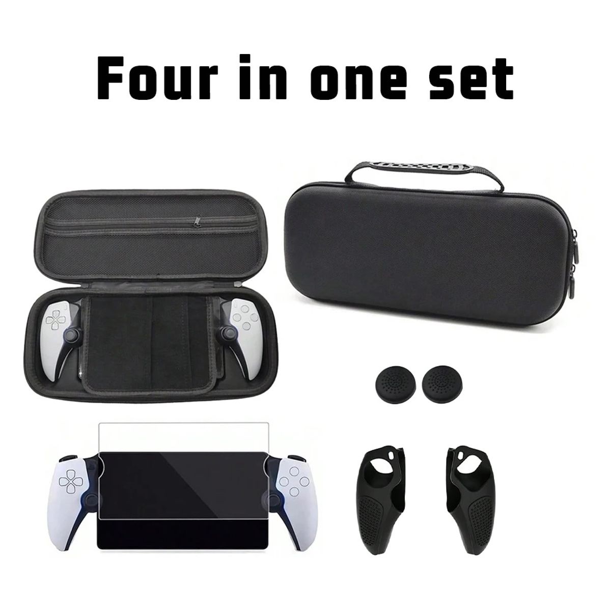 GENERICO - Pack Estuche + Funda Lite Mica Grips Para Playstation Portal Negro