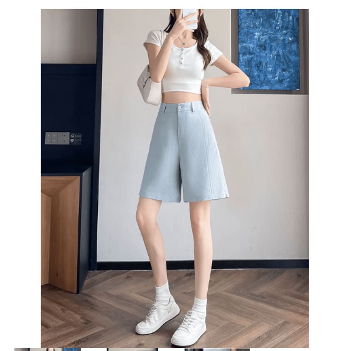 VELVET - Bermudas Lino Aurelia Negro