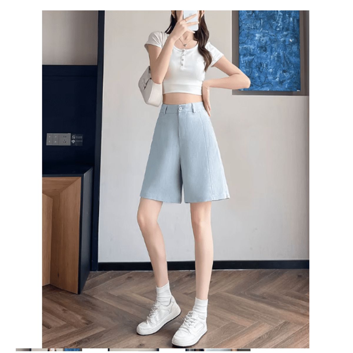 VELVET - Bermudas Lino Aurelia Negro