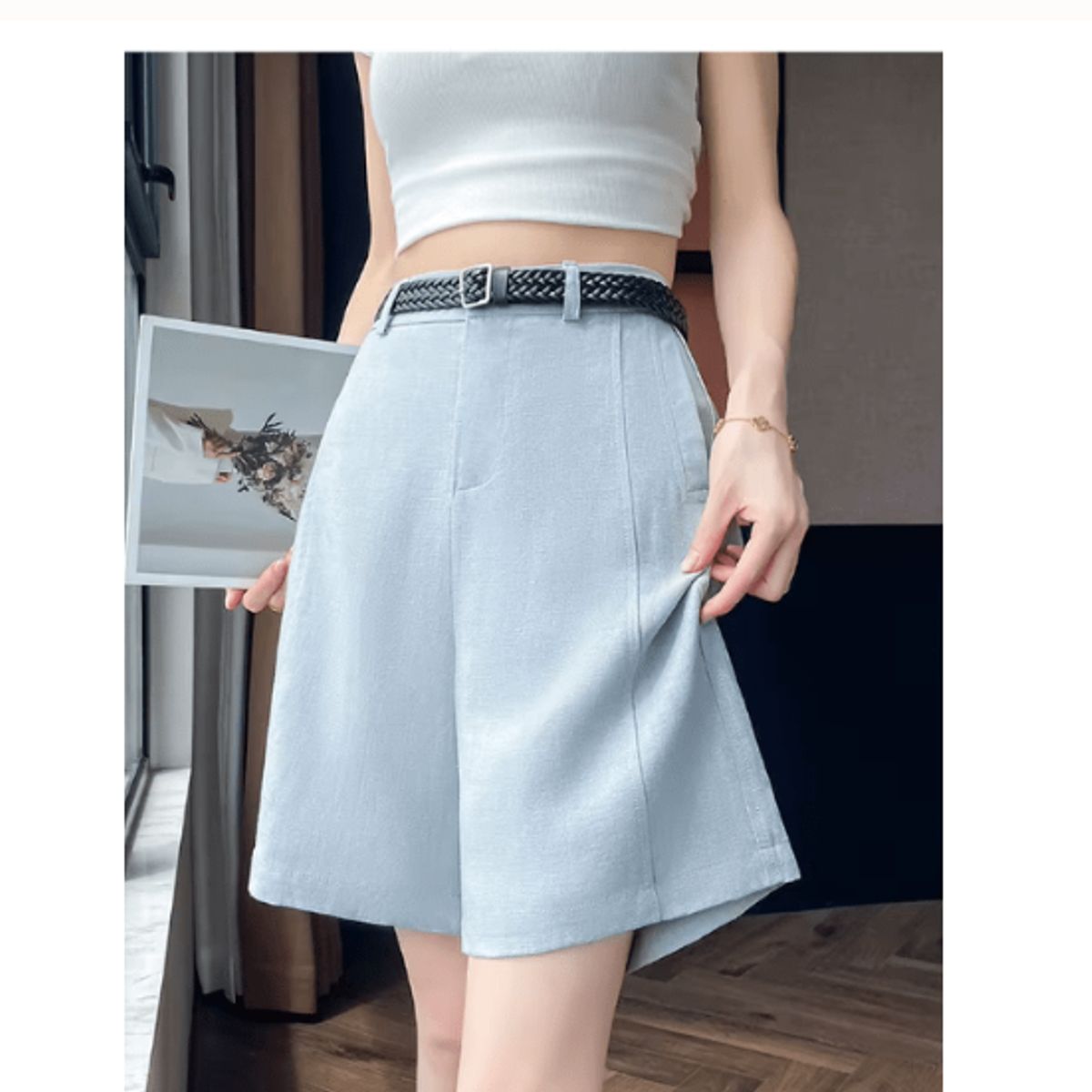 VELVET - Bermudas Lino Aurelia Negro