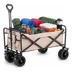 GENERICO - Carro Plegable Multiuso Arrastre Compras Camping 150kg Color Blanco Crema