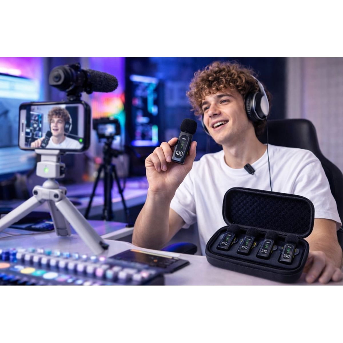 GENERICO - Kit 4 Micrófonos Lavalier Inalámbricos T90 Usb-c iPhone