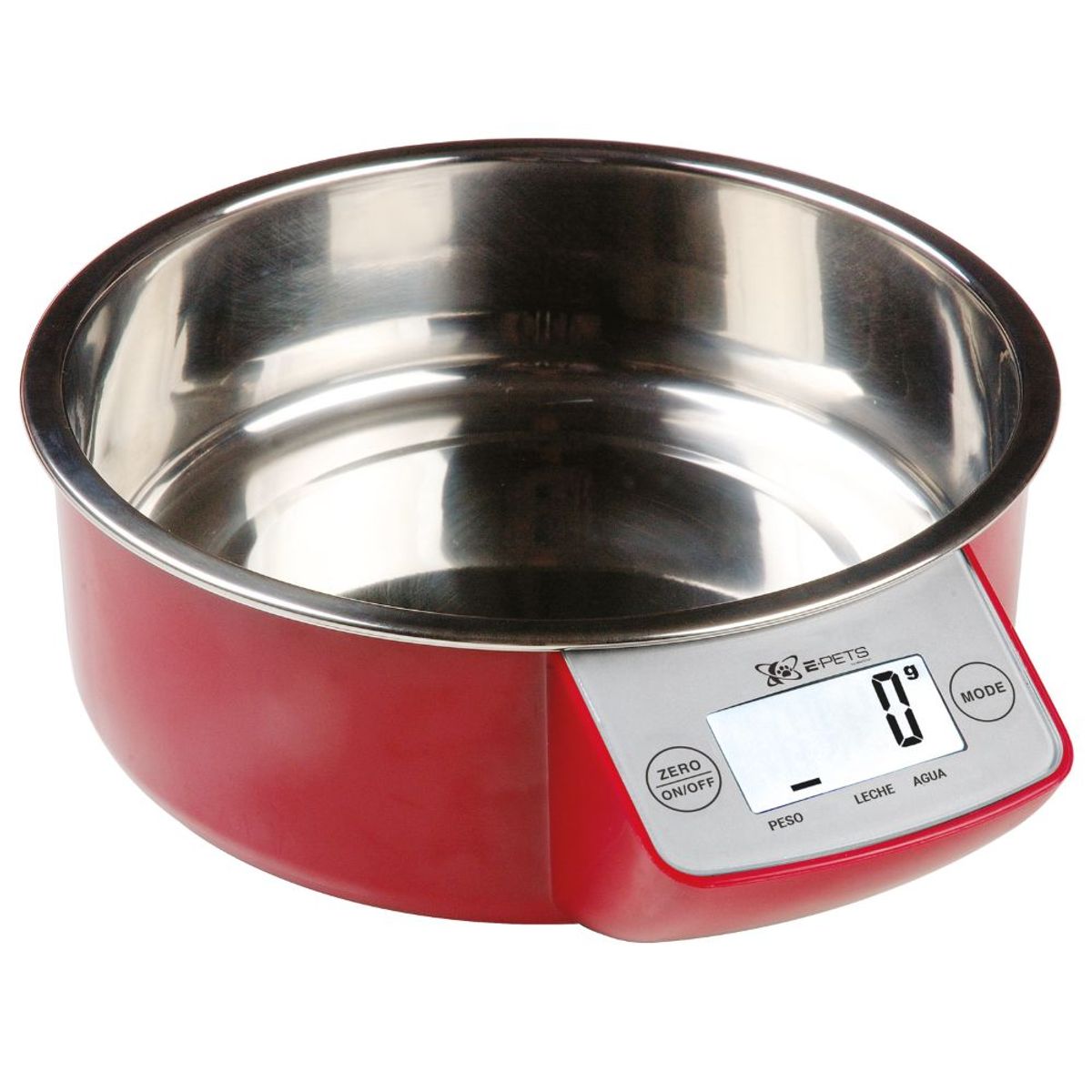 ELECTRON - Comedero Balanza Macotas Electron EP01 Rojo INOX