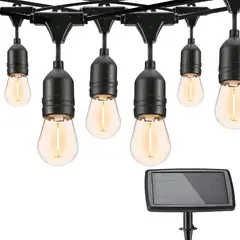 GENERICO - Guirnalda Solar 5Mts 10 Ampolletas Vintage y Panel Solar