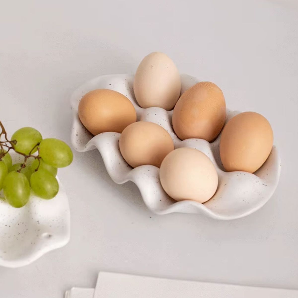 SANTU HOME & DECO - Huevera de Cerámica Minimalista 6 unidades